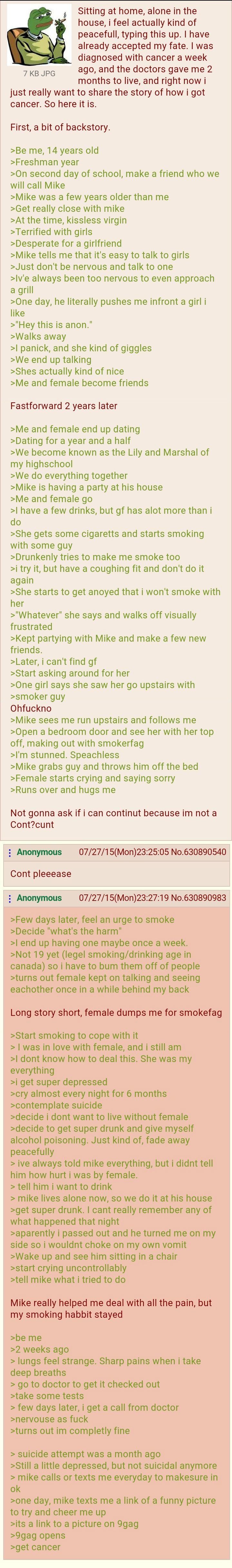 Anon has cancer