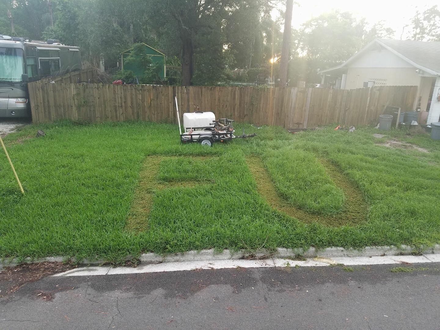 An anonymous neighbor called code enforcement on a friend of mine for not cutting his grass. Here's his response.
