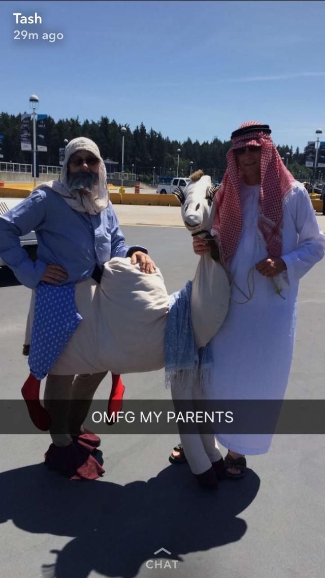 Our parents like to dress up to welcome people home...my sister just got back from a trip to Morocco.