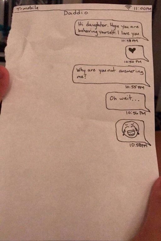 Girl got her phone taken away by her parents and later her dad slid this under her door