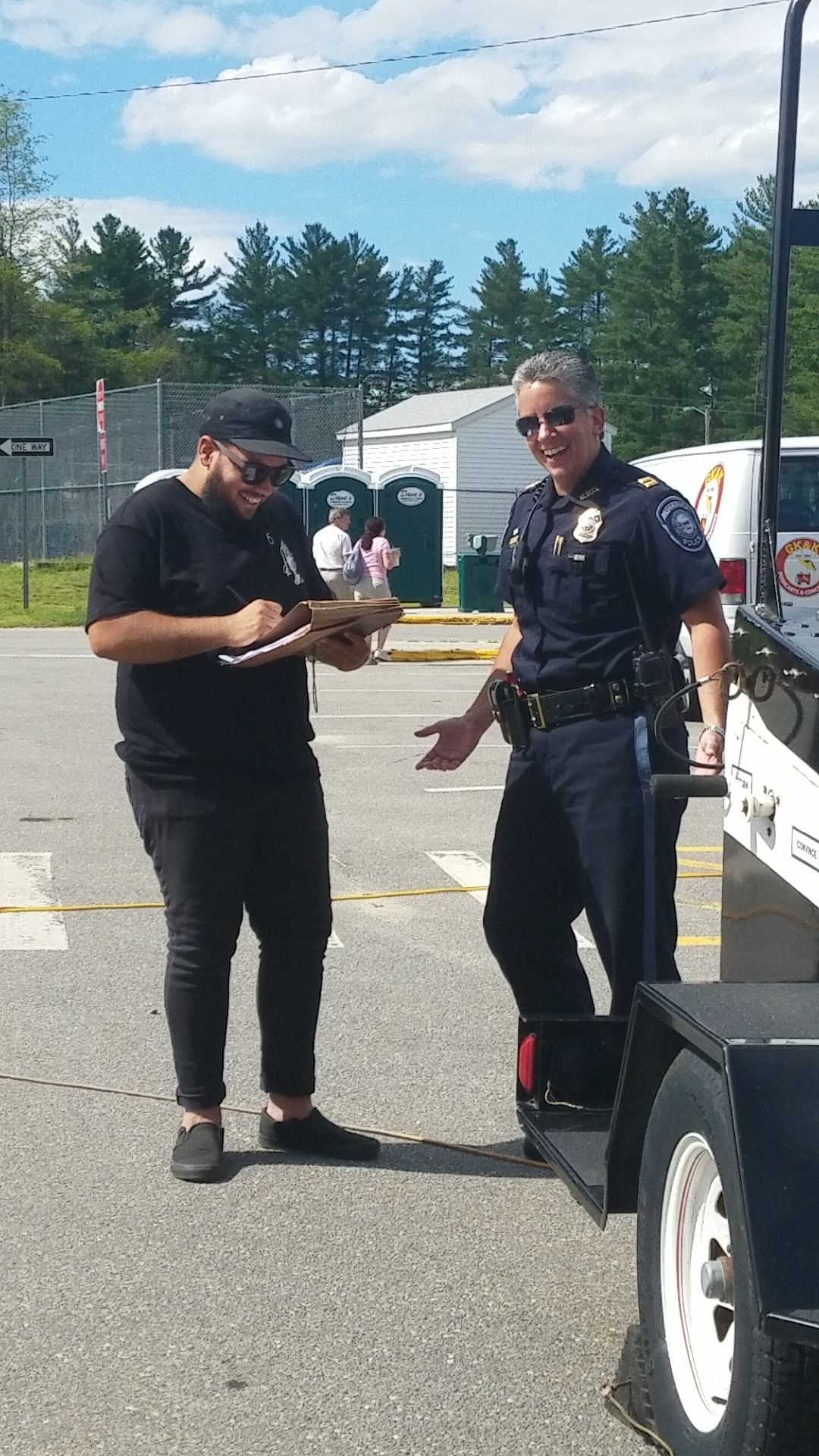 My buddy was signing a waver and asked the cop what the date was at a 4th of July Festival