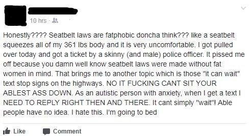 Seatbelts are fatphobic