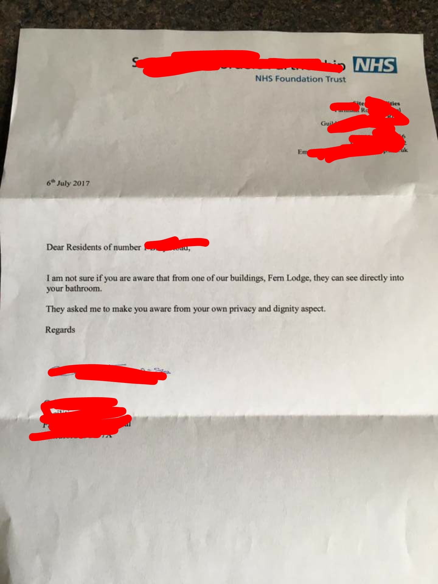 My friend just received this letter