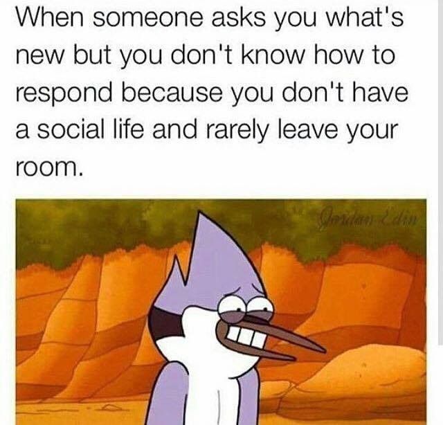 I hate people asking "what's new", because they don't have anything to say
