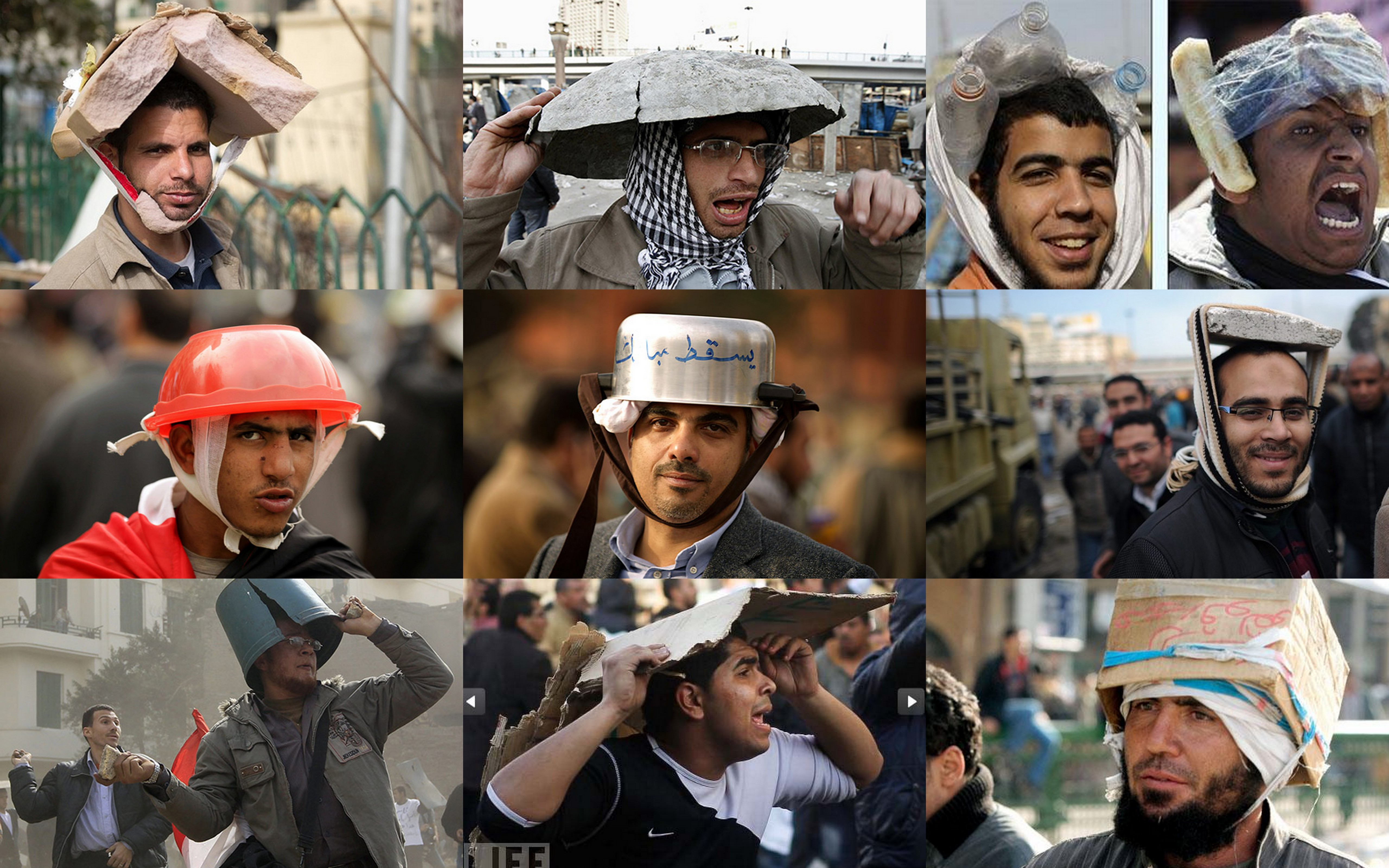 Egyptan protest helmets...