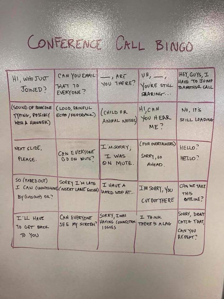 Conference call bingo, anyone?