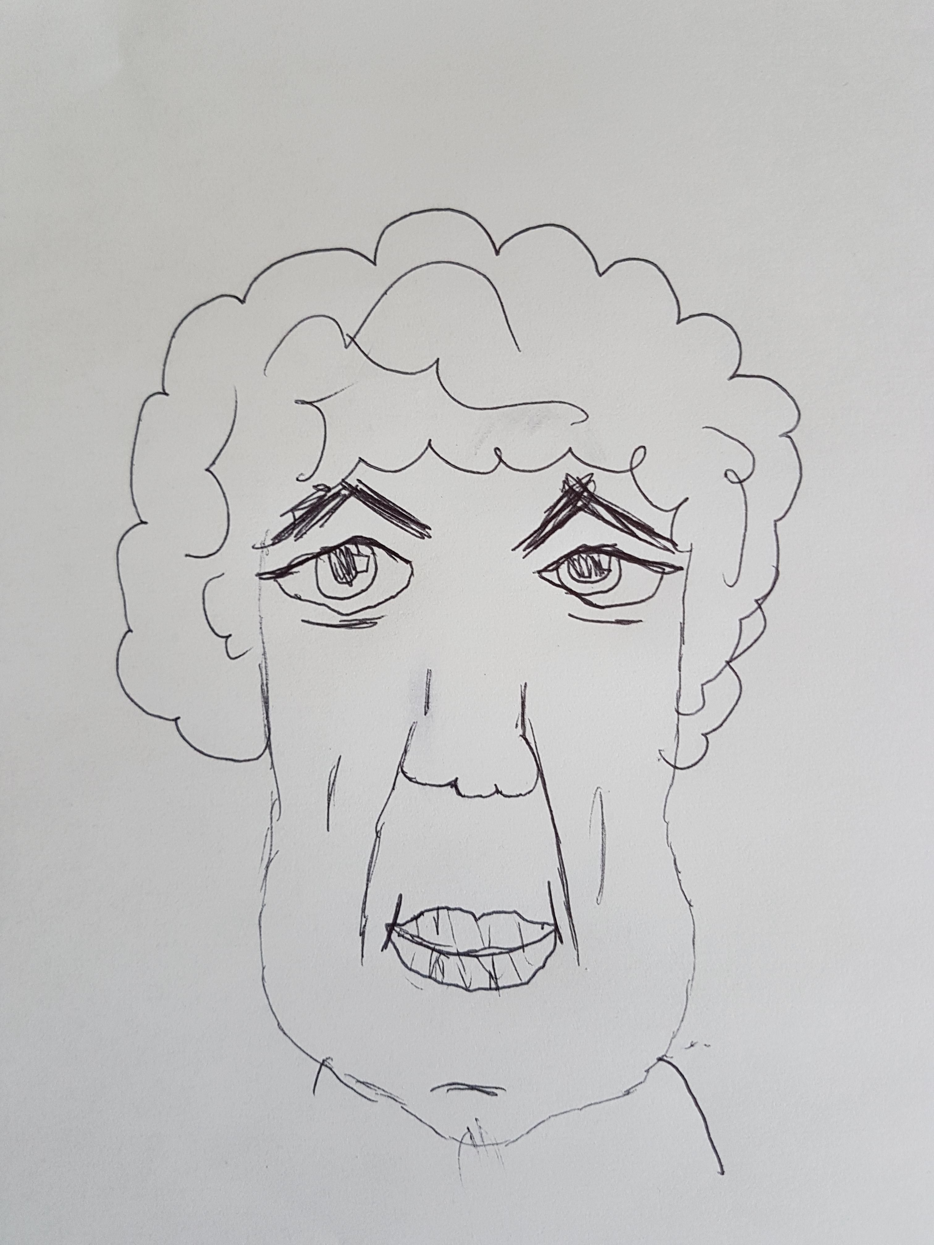 My 10-year-old daughter was drawing a picture of an old lady, and accidentally drew Jeremy Clarkson instead.