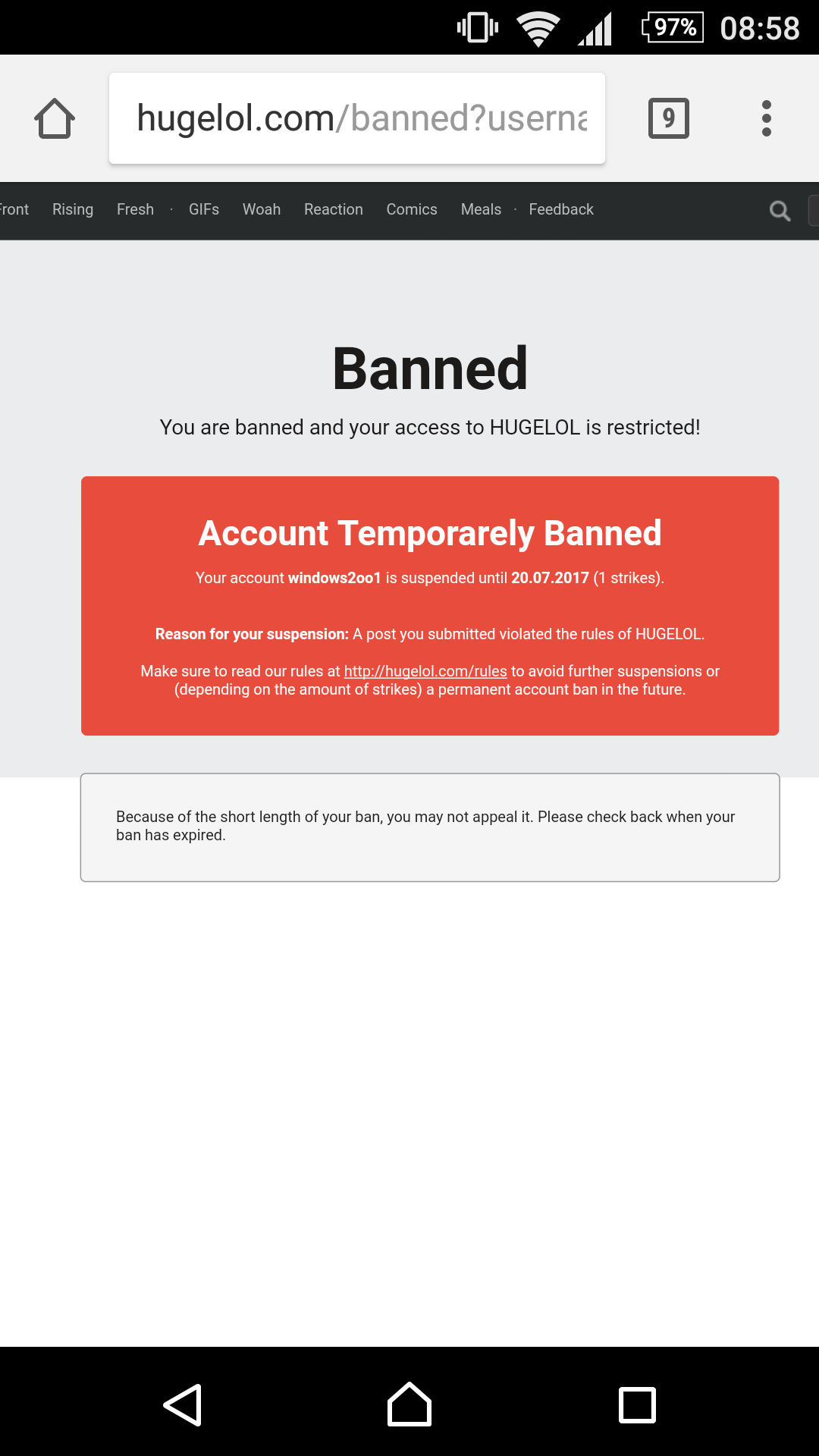 Got banned for doing nothing?