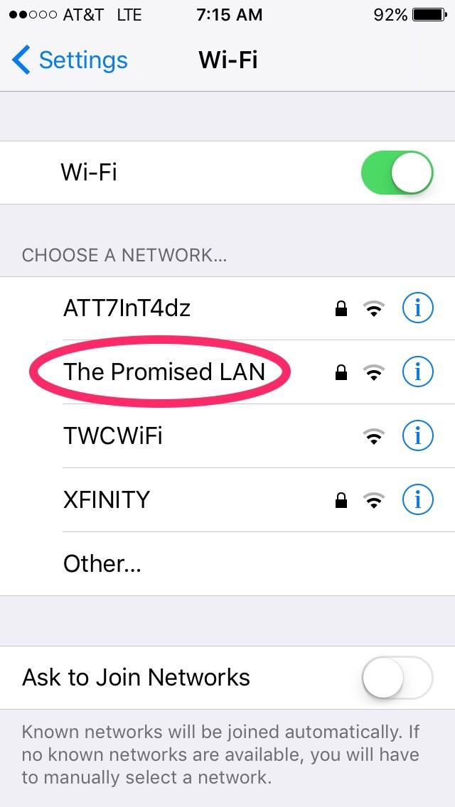 The wifi name at a local church.