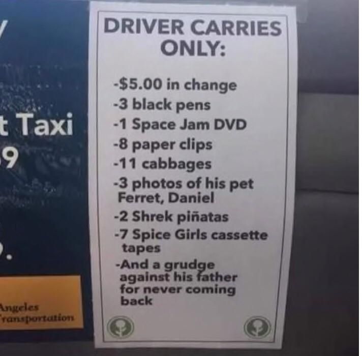 I gotta find this cab...