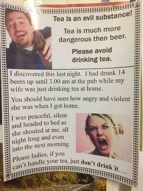 Please avoid drinking tea.