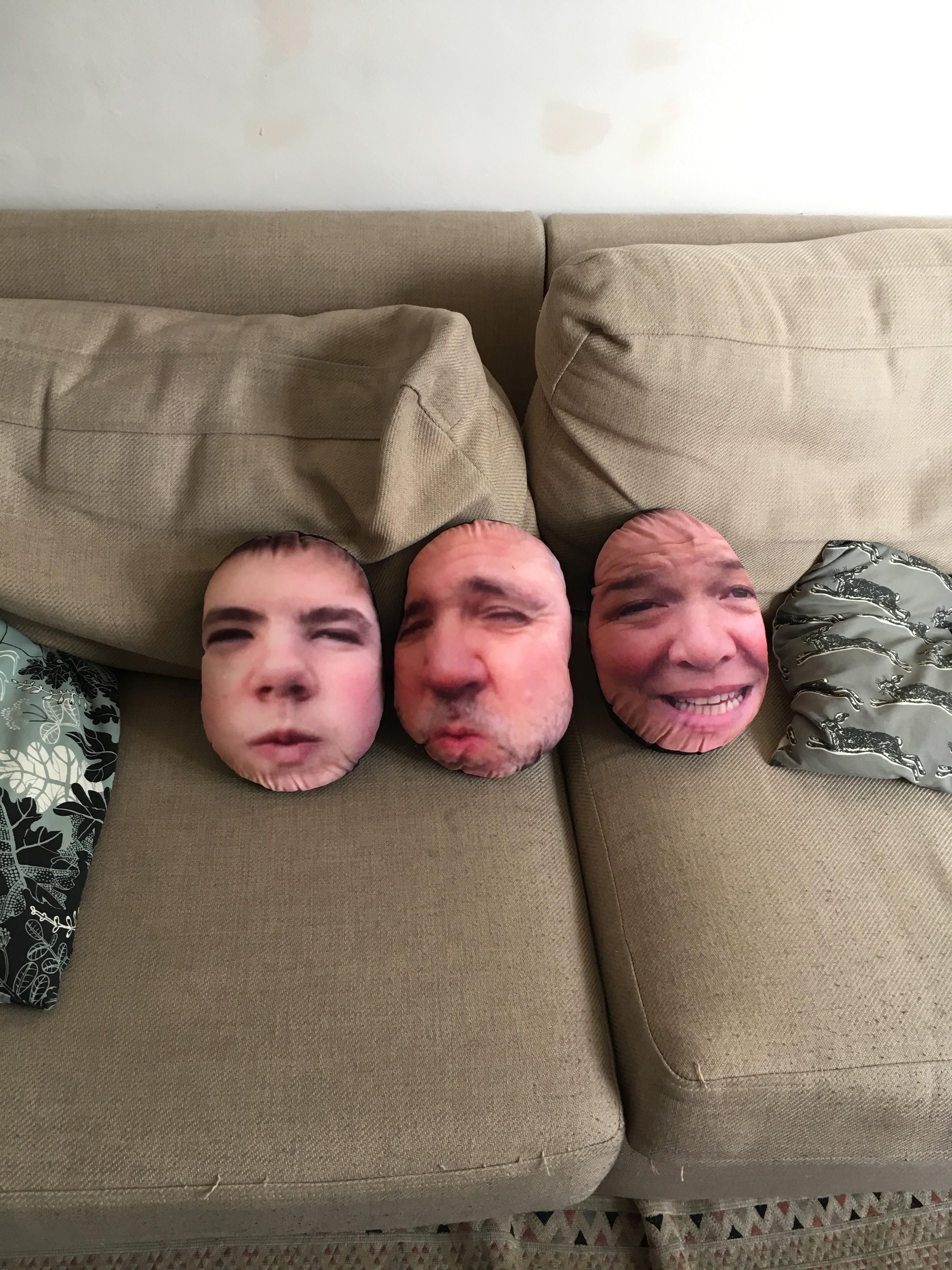 My Aunt, Uncle and Cousin had their faces printed on pillows...