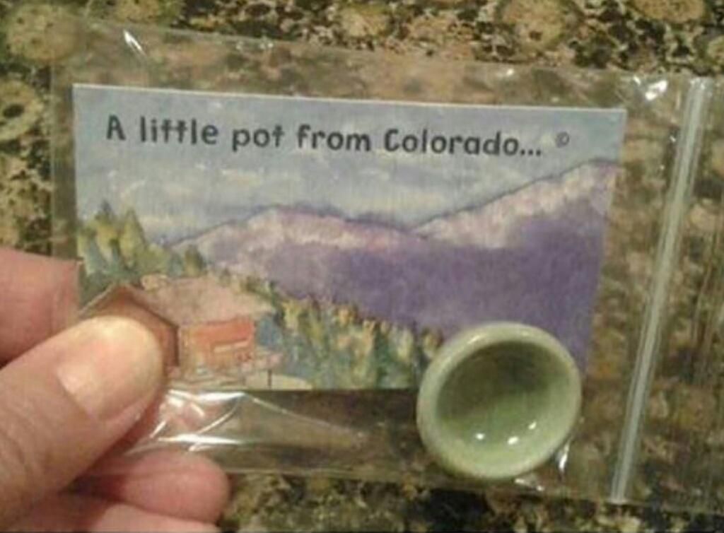 My buddy visited Colorado and managed to bring me a little pot