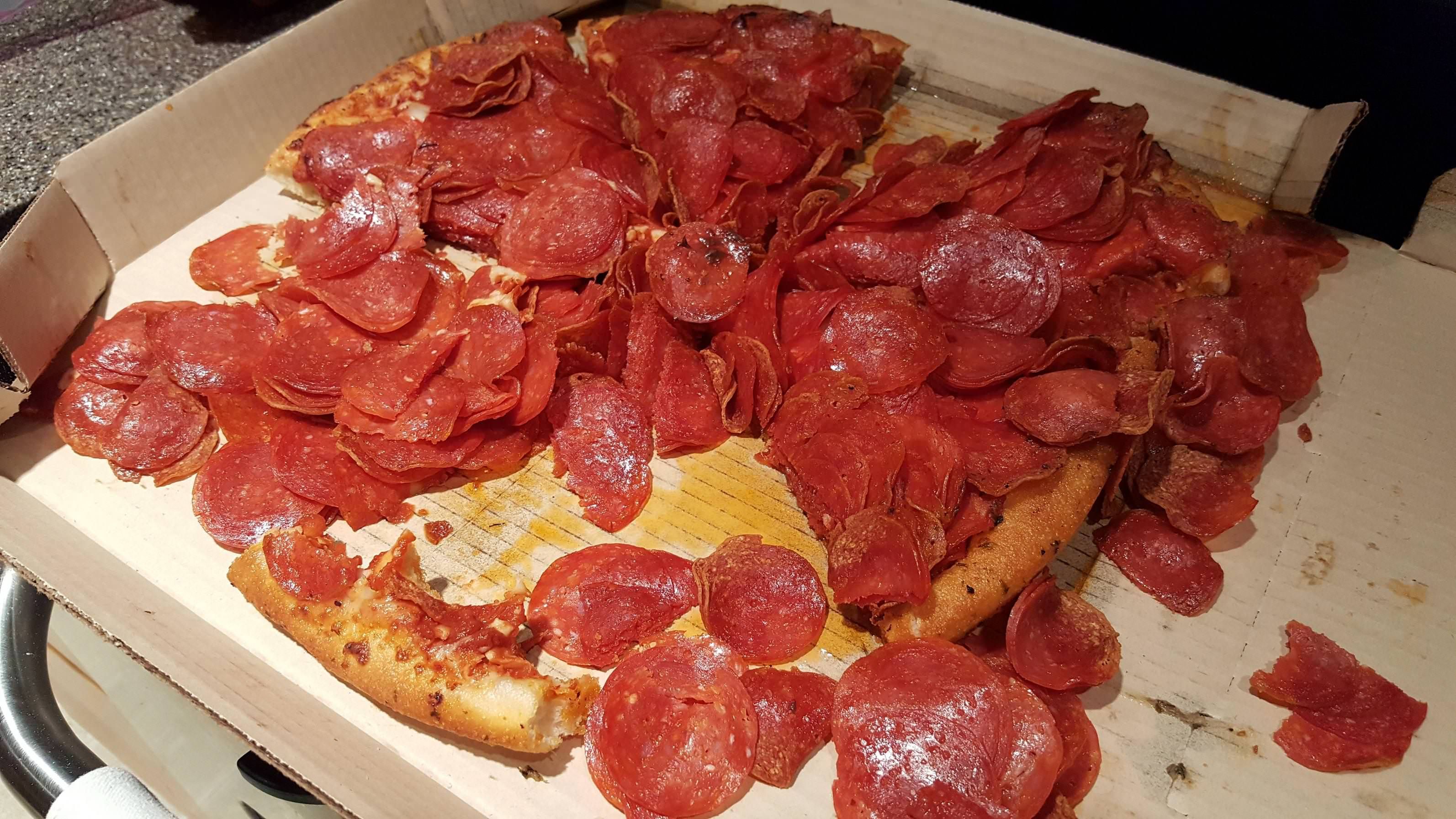 Asked for extra pepperoni. Pizza Hut got the memo.