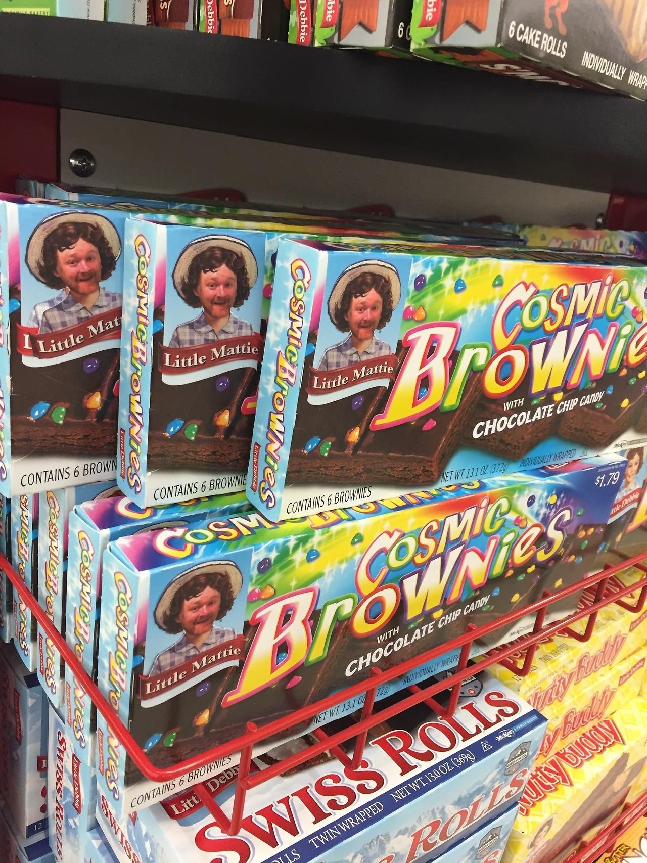 I Photoshopped myself as Little Debbie, and have been putting stickers on actual boxes for a month... http://imgur.com/a/aw00C