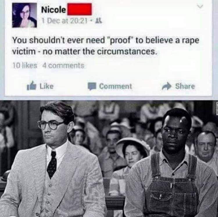 I love when the left is too illiterate to have read to kill a mockingbird