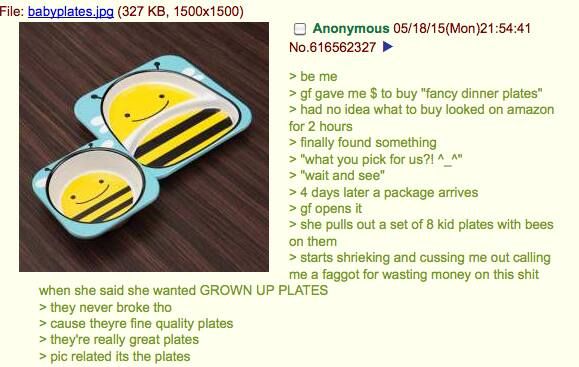 Anon buys plates
