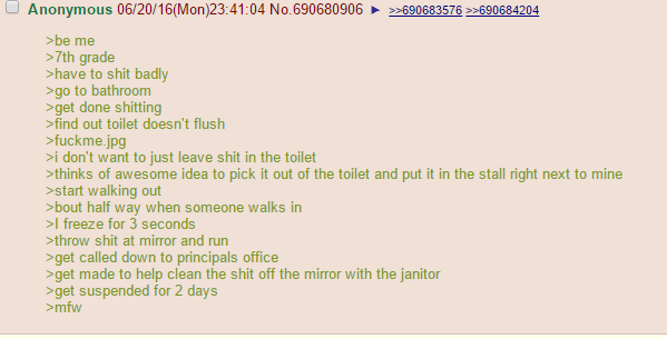Anon throws shit at the mirror