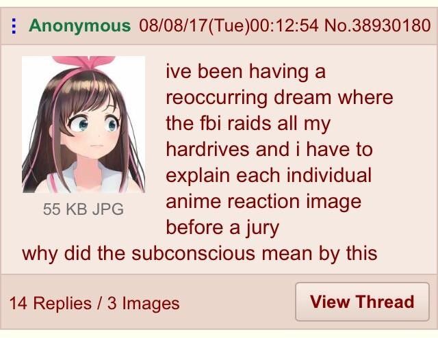 When your subconscious trying to tell you that you are a weeb