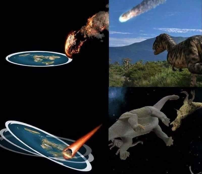 Dinosaur extinction according to the flat earth society