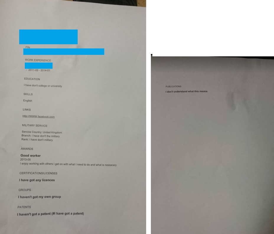 My friend sent me one of the worst CV's I've ever seen