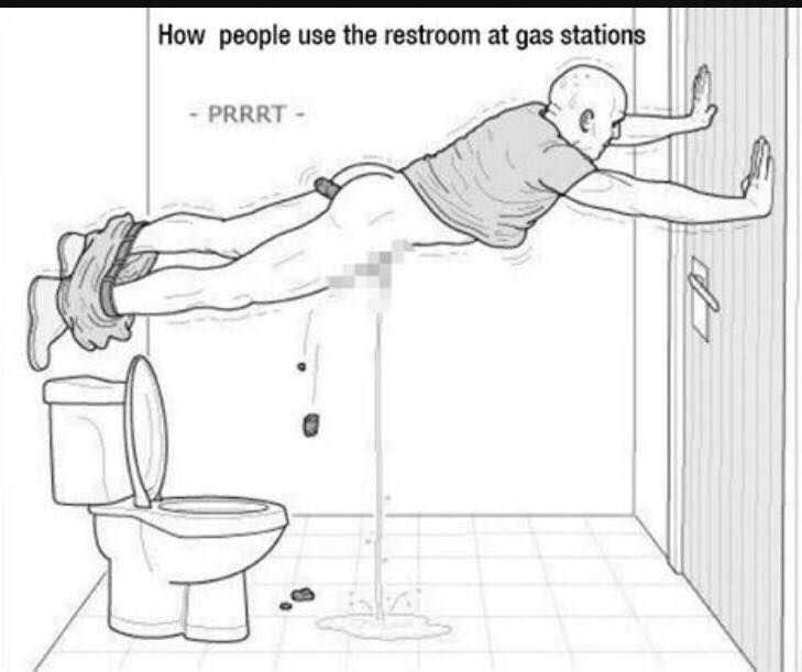 How people use the restroom at gas stations.
