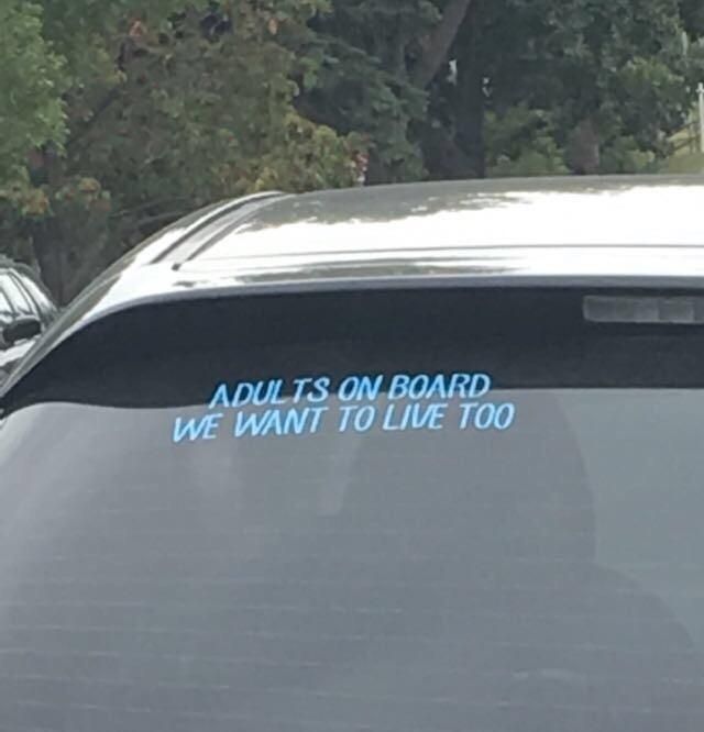 saw this on the car infront of us...