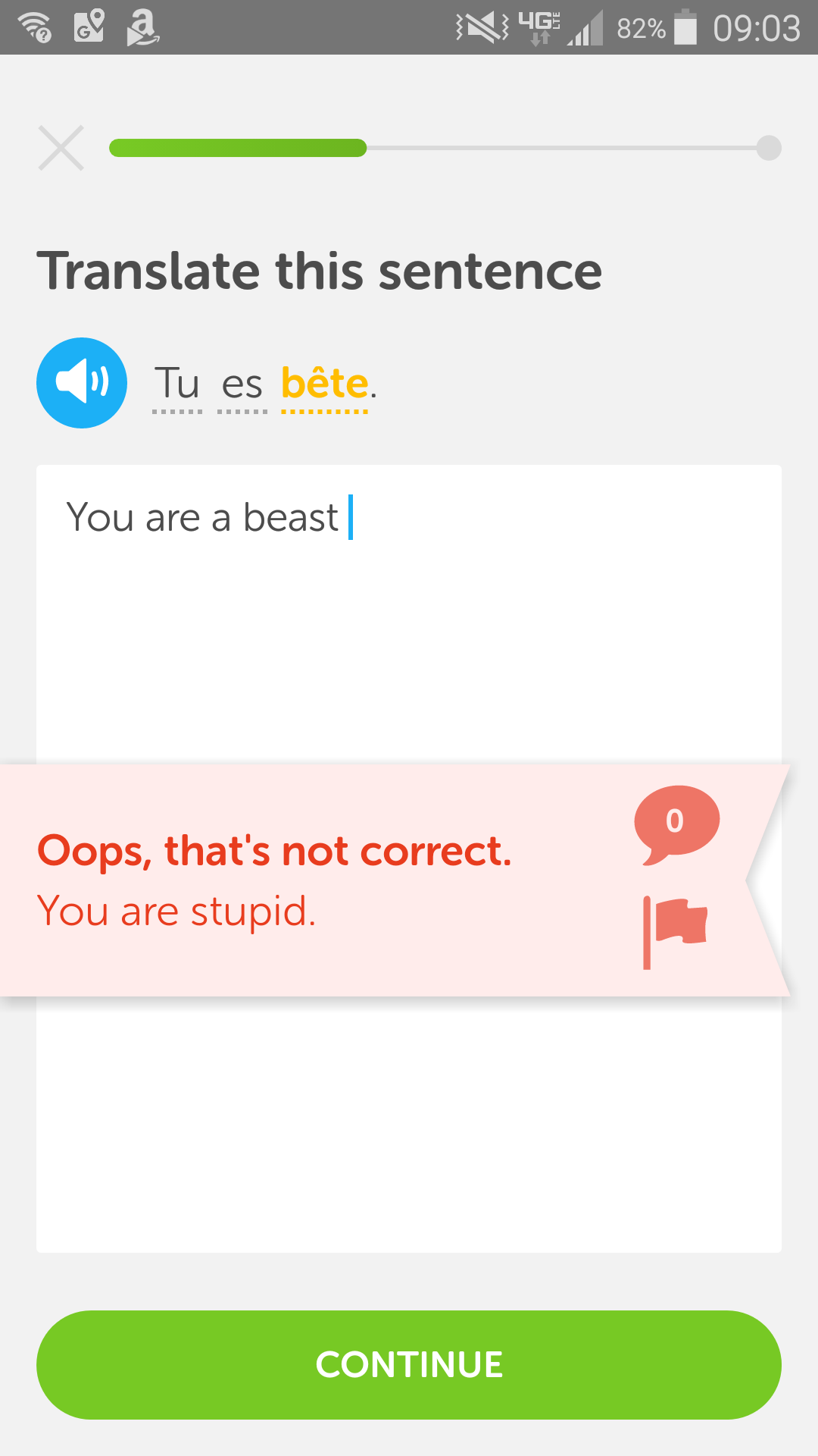 Duolingo is a bit harsh