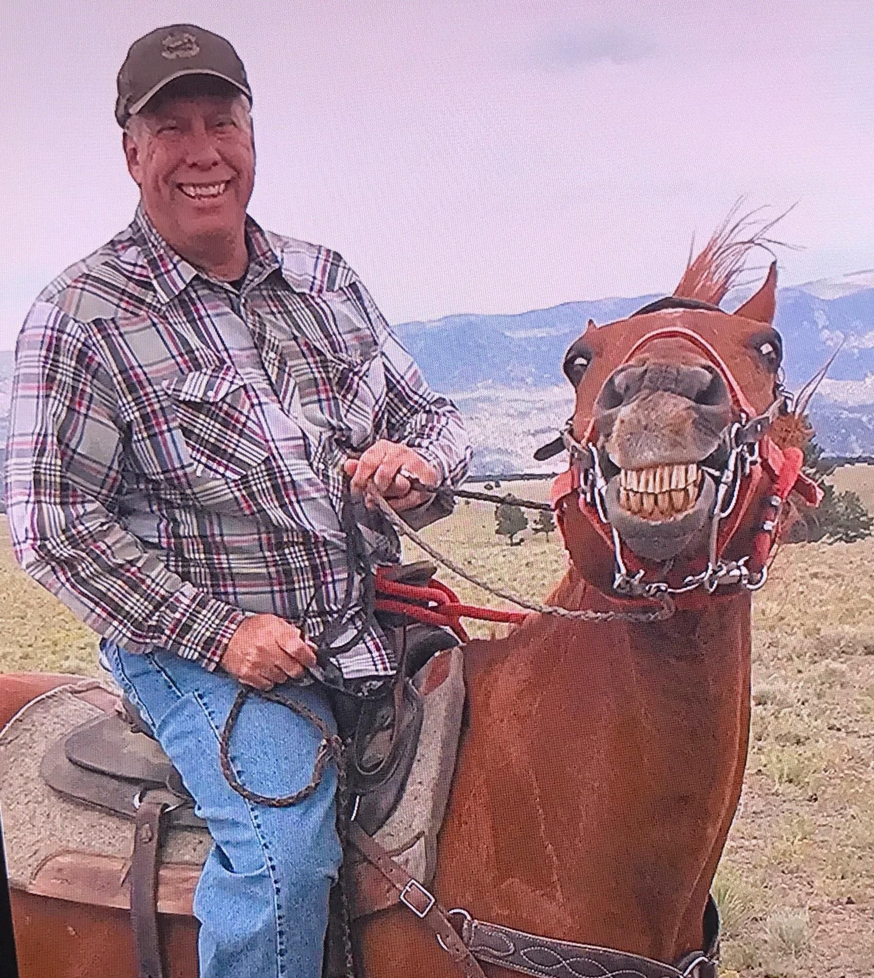 This horse is supper stoked to carry my uncle