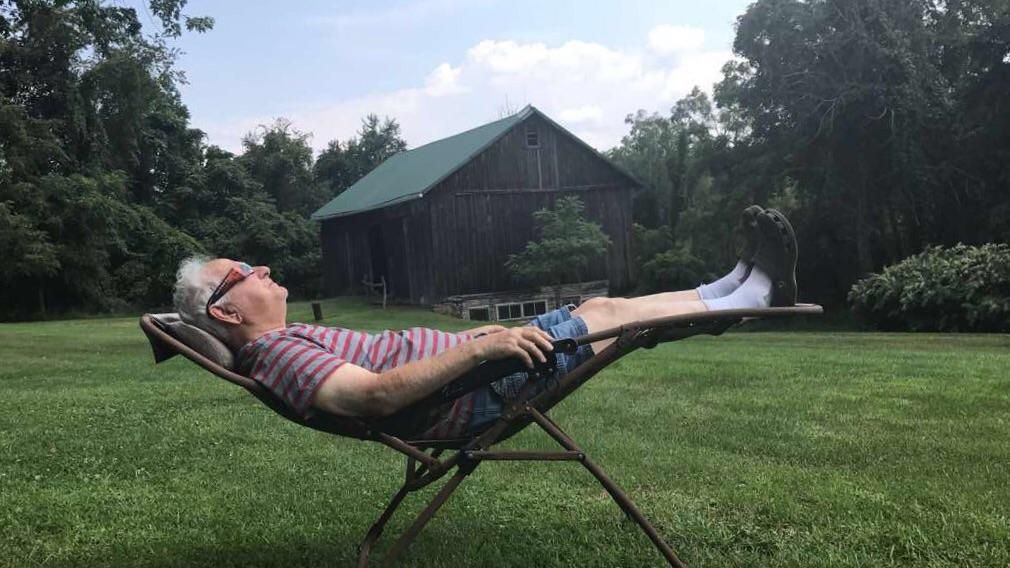 My 85 year old Grandfather enjoying the eclipse from PA in style.