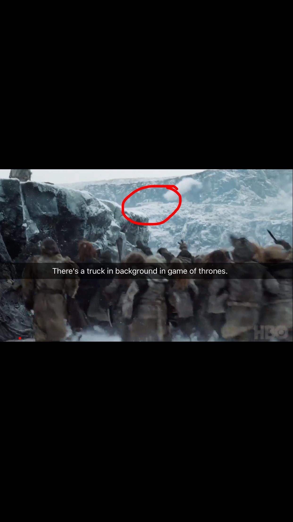 A pickup truck in the background of Game of Thrones