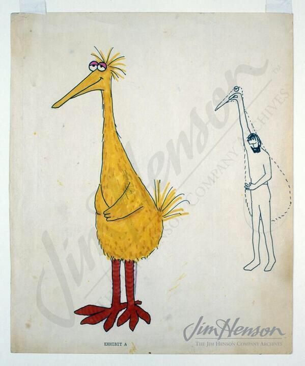 Today in 1969, the first episode of Sesame Street premiered on TV. This is one of Jim Henson's designs of Big Bird.