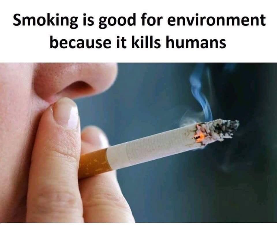 Smoking is good for the environment because it kills humans
