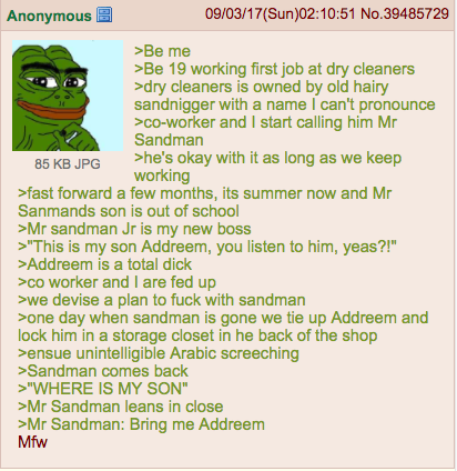 Anon works at the dry cleaners