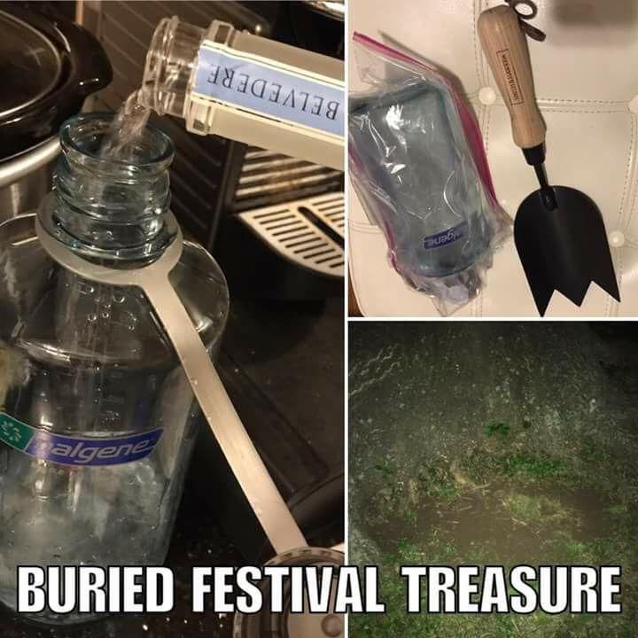 Guy buries a Nalgene bottle full of Vodka at Randall's Island 3 weeks before Electric Zoo, digs it up & delivers