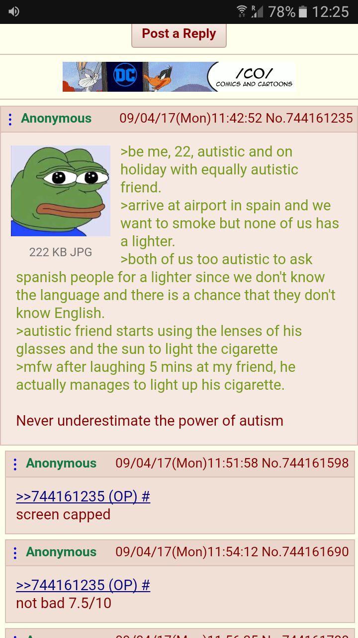 Anon uses his autism