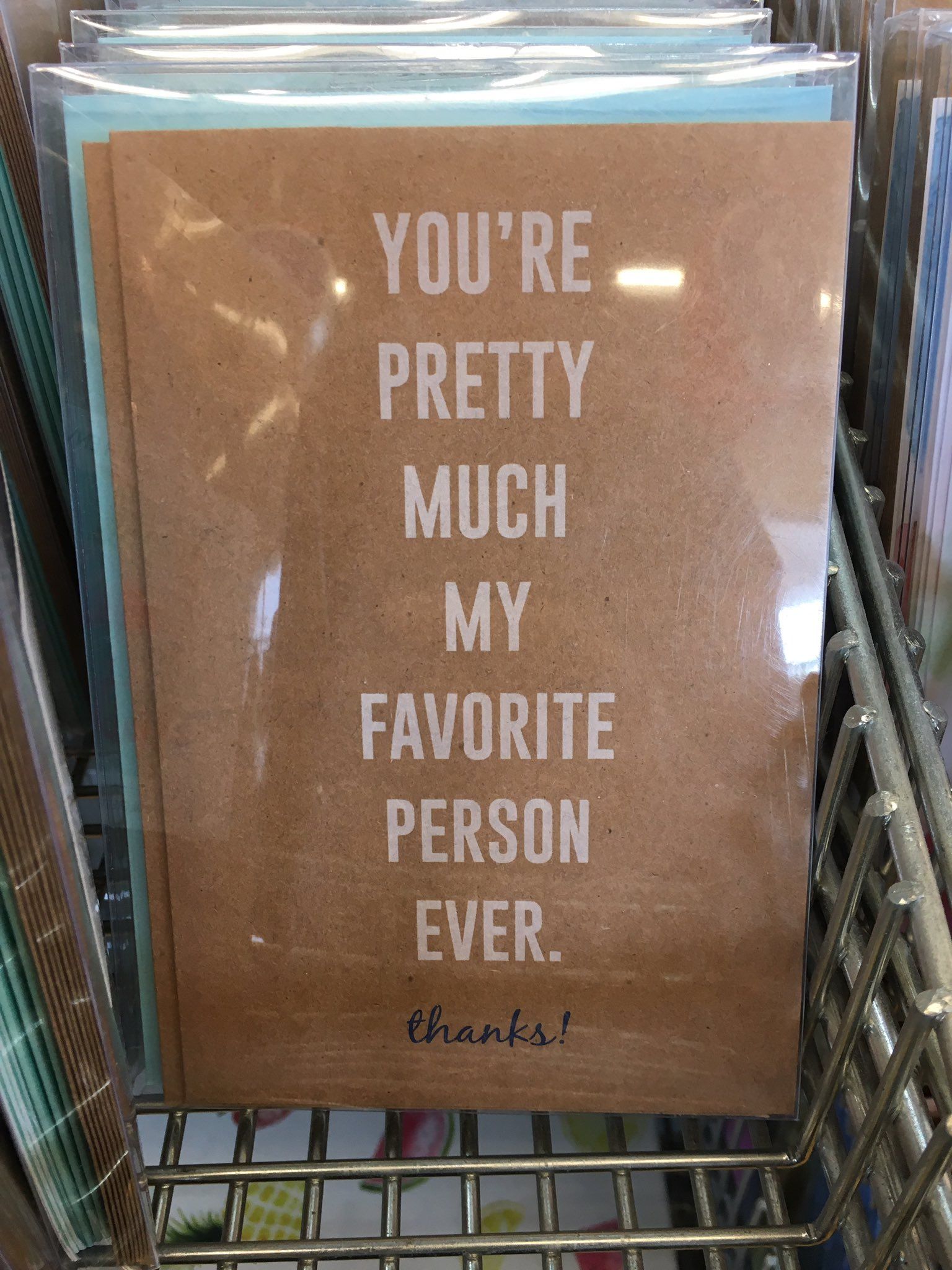 This card would be more convincing if Old Navy didn't sell them in packs of eight