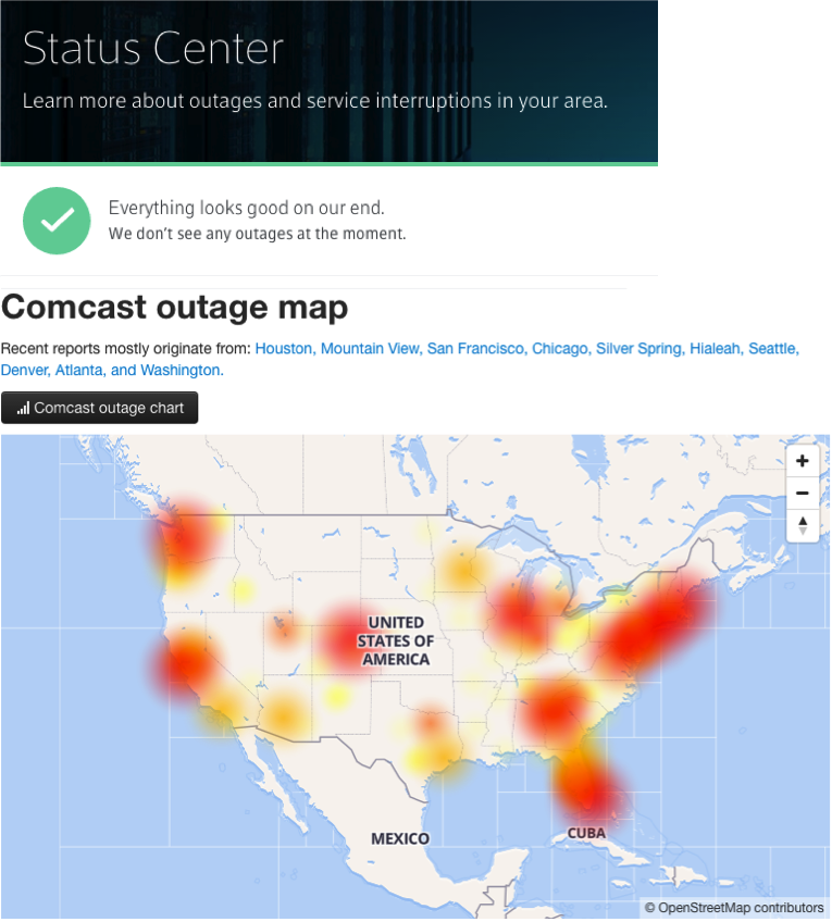 "Everything looks good on our end. We don't see any outages at the moment."