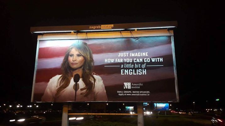 Ad for English language school spotted in Zagreb, Croatia