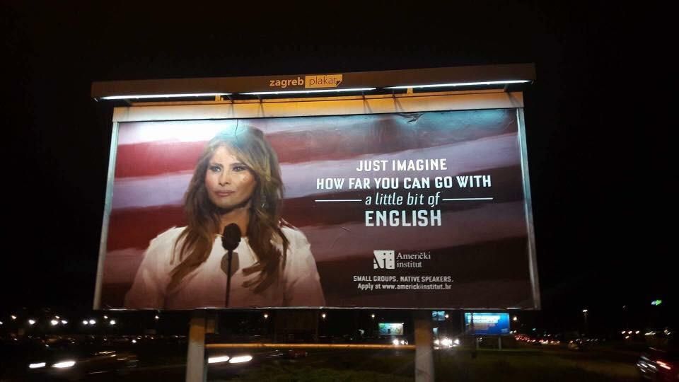 American institute billboard in Croatia.