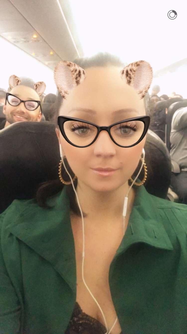 Happy stranger photobombing aeroplane Snapchat