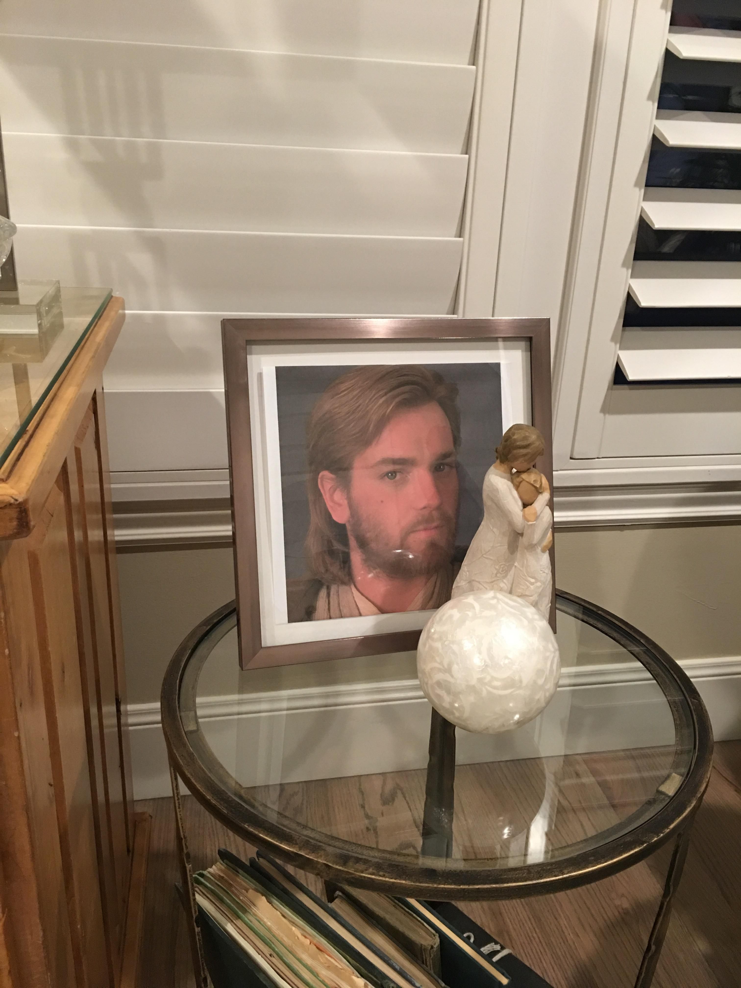 Shout out to my brother for replacing a picture of Jesus at my parent's house with a picture of Obi-Wan Kenobi as portrayed by Ewan McGregor. Three months and counting without them noticing.