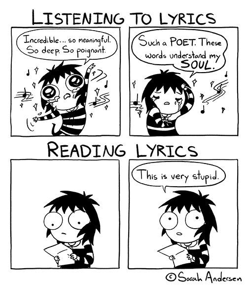 Listening to lyrics vs reading lyrics