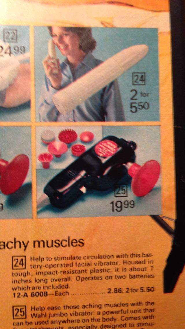 This 7 inch "face massager" from a 1973 sears catalogue. 2 for 5.50! Item 24