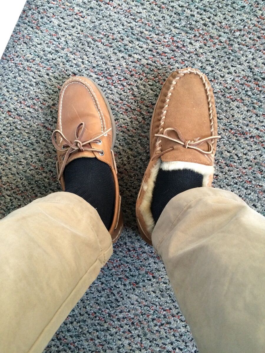 Testing my office's strict dress code. I'll graduate to two feet once I feel I've... slipped under the radar.