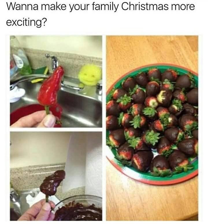 Grinch's special recipe for chocolate strawberries.