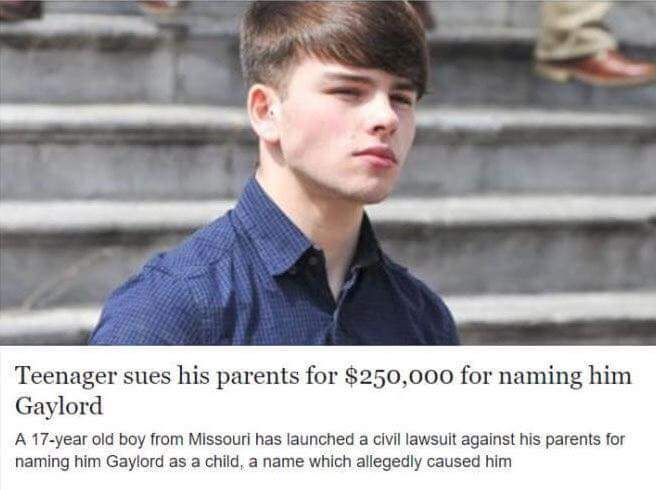 Teenager sues his parents