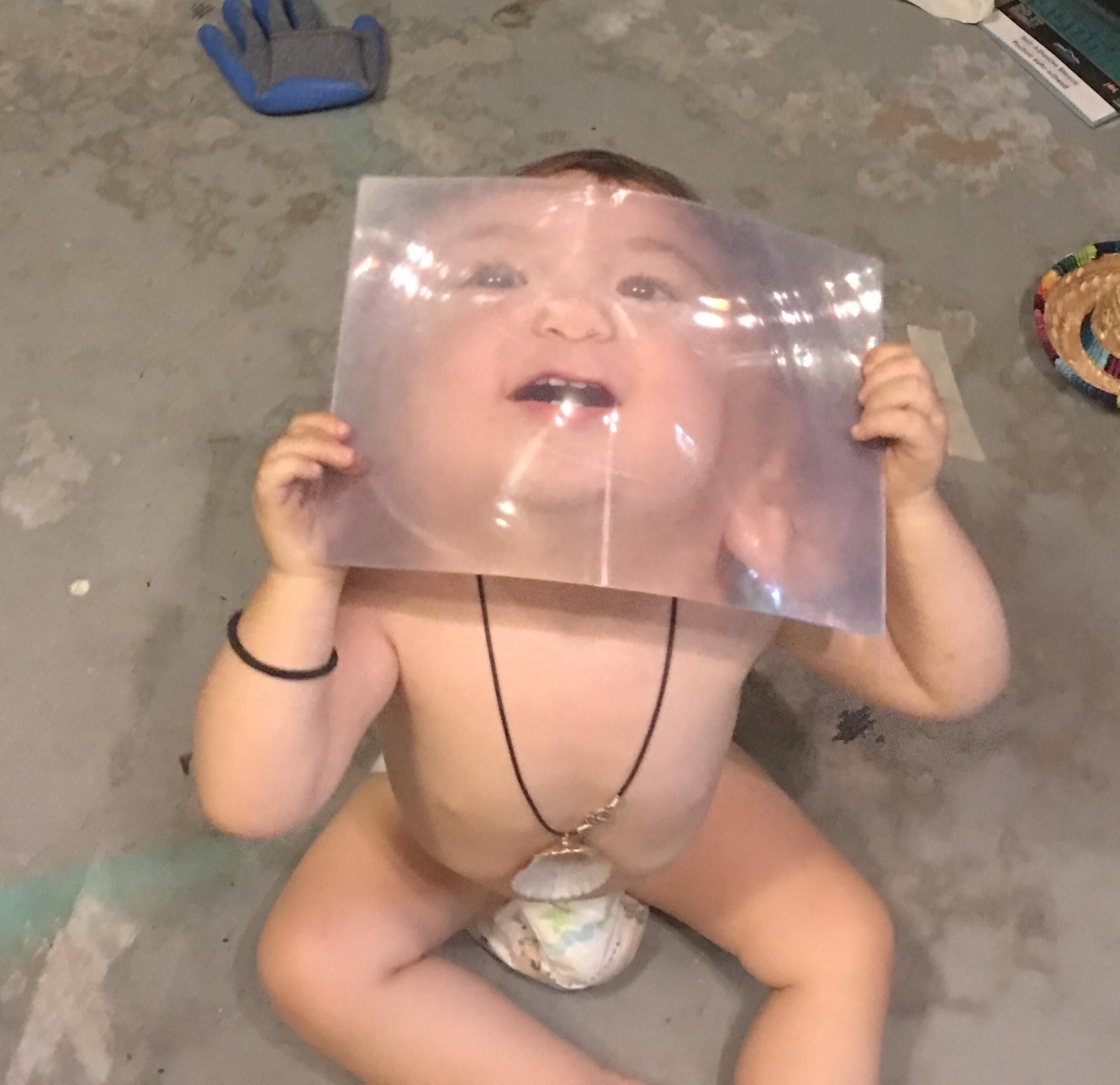 My toddler was helping me clean the garage and discovered I have one of those plastic magnifiers