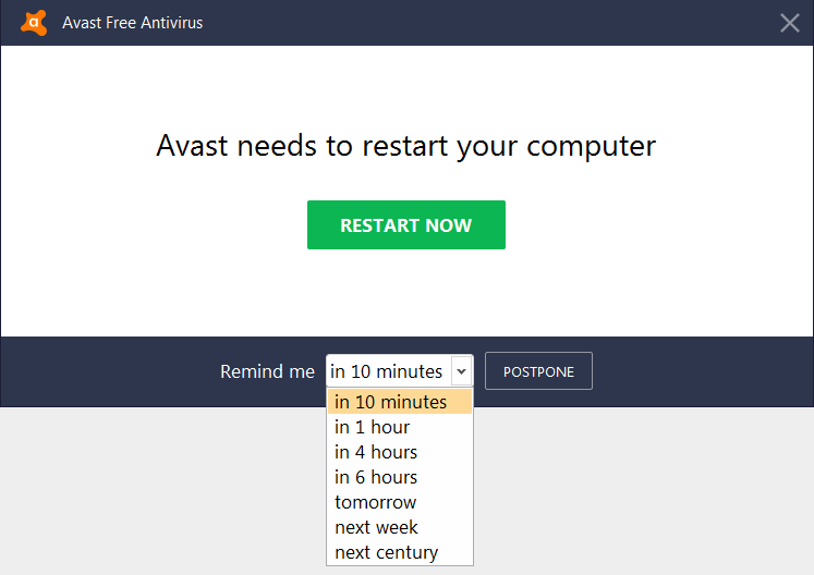 Some software could learn a thing or two from Avast. I'm looking at you, Windows.