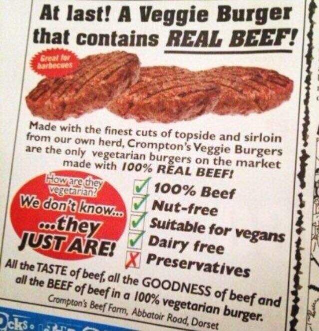 Now I can become a vegetarian.